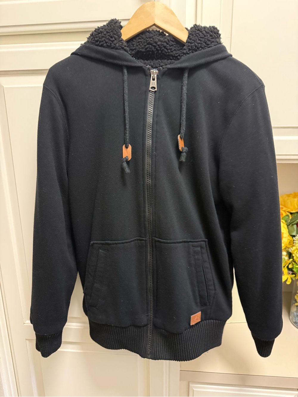 Buffalo David Bitton Black Zip-Up Hoodie with Sherpa Lining
